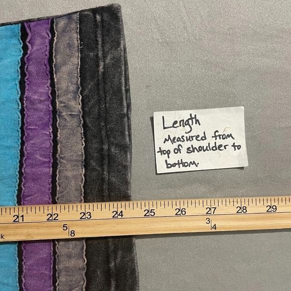 The Collection Royal Size XL Rainbow Stripes Knit Tee Top Acid Wash Hippie - Picture 8 of 9